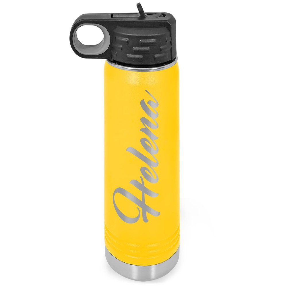 Personalized Water Bottles/Straw Vacuum Insulated Water Bottle Stainless Steel Sports Water Bottle 40 oz Yellow