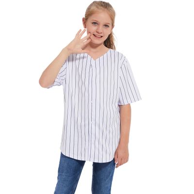 Icibgds Kids Baseball Jersey Button Boys T-Shirt Trendy Hip Hop Girls Stripe Short Sleeve Tshirt