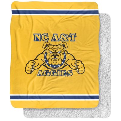 North Carolina A&T State University Blanket, 50"x60" Primary Logo Silky Touch Sherpa Back Super Soft Throw Blanket