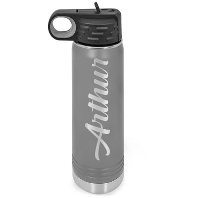Personalized Water Bottles/Straw Vacuum Insulated Water Bottle Stainless Steel Sports Water Bottle 40 oz Dark Grey