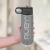 Personalized Water Bottles/Straw Vacuum Insulated Water Bottle Stainless Steel Sports Water Bottle 40 oz Dark Grey view 3