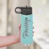 Personalized Water Bottles/Straw Vacuum Insulated Water Bottle Stainless Steel Sports Water Bottle 40 oz Teal view 3