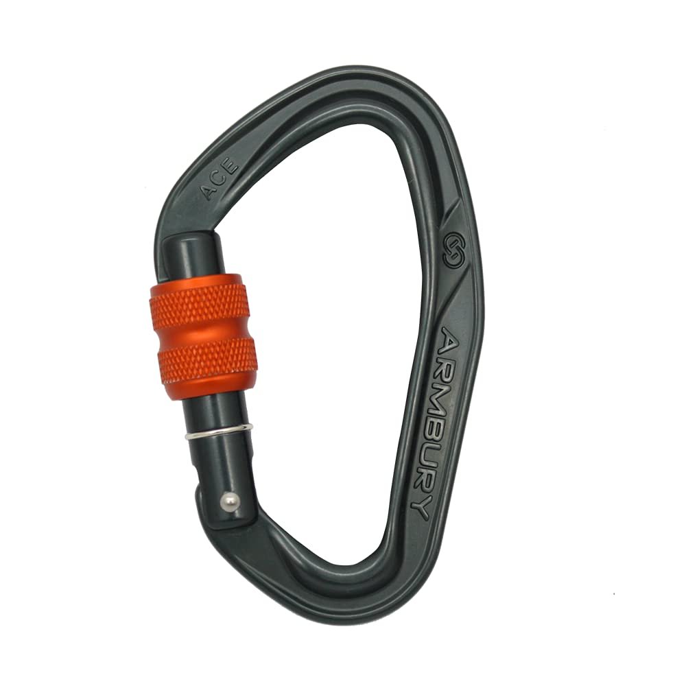 ARMBURY Climbing Acerock Screw Carabiner - Heavy Duty Secured Screw Gate Carabiner Ideal for Hiking Camping Climbing Mountaineering and Other Outdoor Sports
