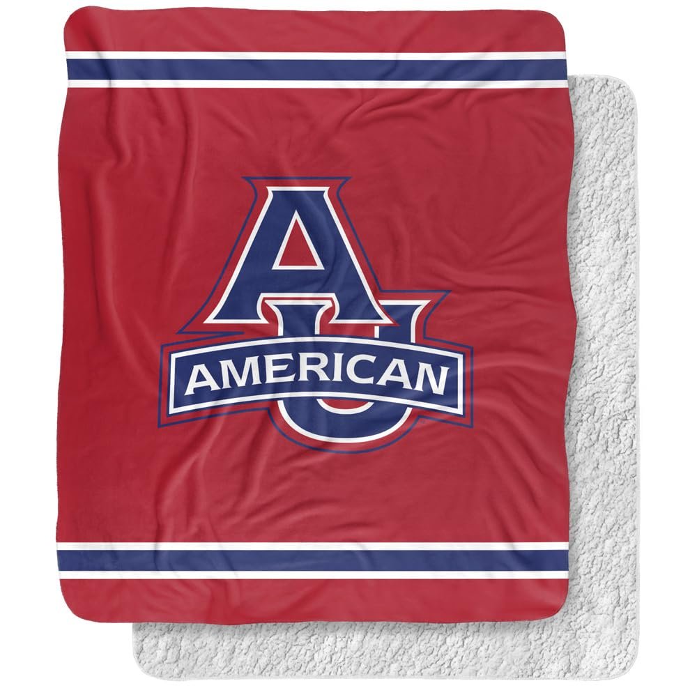 American University Blanket, 50"x60" Primary Logo Silky Touch Sherpa Back Super Soft Throw Blanket