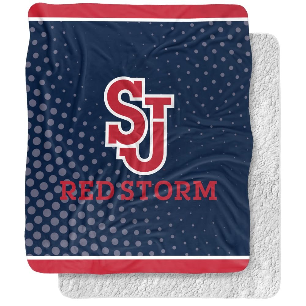 St. John's University Blanket, 50"x60" Logo Dots Silky Touch Sherpa Back Super Soft Throw Blanket