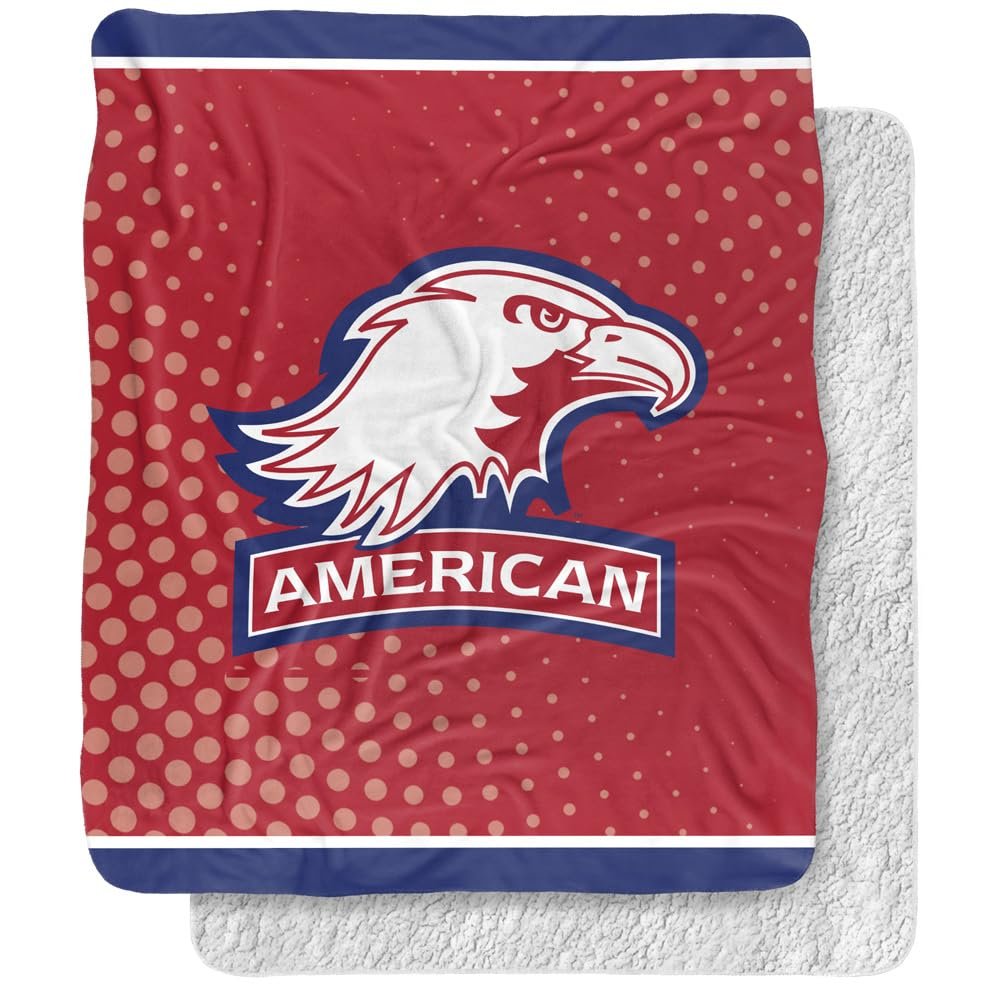 American University Blanket, 50"x60" Logo Dots Silky Touch Sherpa Back Super Soft Throw Blanket