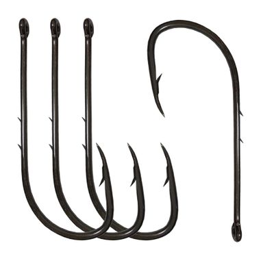 100pcs Baitholder Fishing Hooks Barbed Shank Beak Bait Holder Hooks Long Shank Fishing Hooks Black Offset Fishing Jig Hooks Bait Keep Hooks for Saltwater Freshwater Fishing Shank with 2 Barbs (3/0)