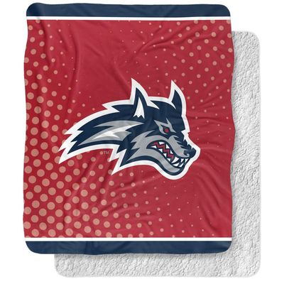 Stony Brook University Blanket, 50"x60" Logo Dots Silky Touch Sherpa Back Super Soft Throw Blanket