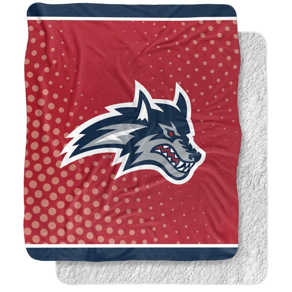 Stony Brook University Blanket, 50"x60" Logo Dots Silky Touch Sherpa Back Super Soft Throw Blanket