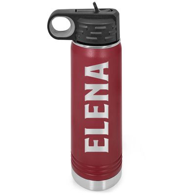 Personalized Water Bottle w/Straw Vacuum Insulated Water Bottles Stainless Steel Sports Water Bottle 40 oz Maroon