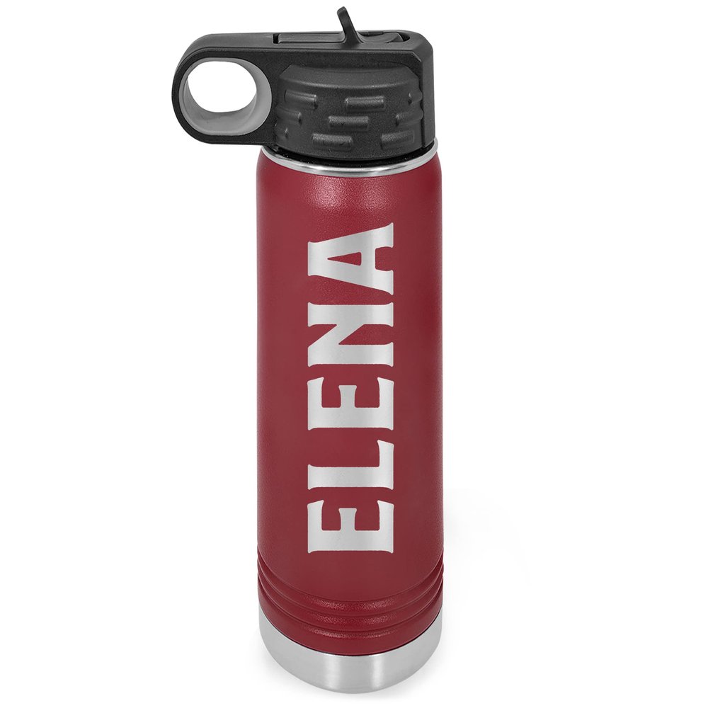 Personalized Water Bottle w/Straw Vacuum Insulated Water Bottles Stainless Steel Sports Water Bottle 40 oz Maroon