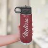 Personalized Water Bottle w/Straw Vacuum Insulated Water Bottles Stainless Steel Sports Water Bottle 40 oz Maroon view 3
