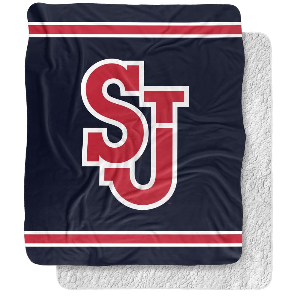 St. John's University Blanket, 50"x60" Primary Logo Silky Touch Sherpa Back Super Soft Throw Blanket