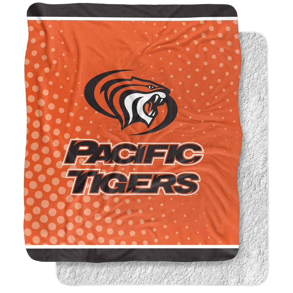 University of The Pacific Blanket, 50"x60" Logo Dots Silky Touch Sherpa Back Super Soft Throw Blanket