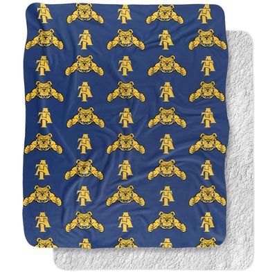 North Carolina A&T State University Blanket, 50"x60" Logo Pattern Silky Touch Sherpa Back Super Soft Throw Blanket
