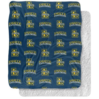 La Salle University Blanket, 50"x60" Logo Pattern Silky Touch Sherpa Back Super Soft Throw Blanket