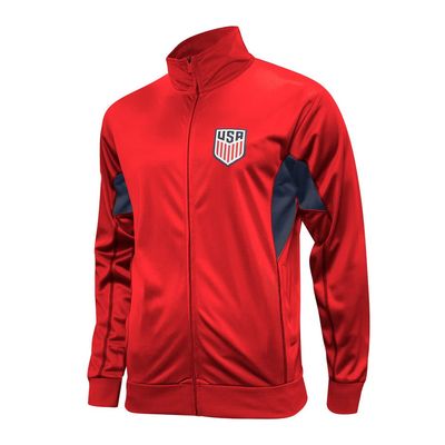 Icon Sports Officially Licensed U.S. Soccer Full Zip Up Active Adult Training Soccer Track Jacket | Fortress, Red, X-Large
