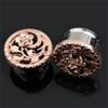 1Pairs Flower hollow stainless steel Ear Gauges Plugs Tunnels Expanders Stretcher Double Flared Piercing Body Jewelry Easy to Wear & Comfortable Earrings view 2