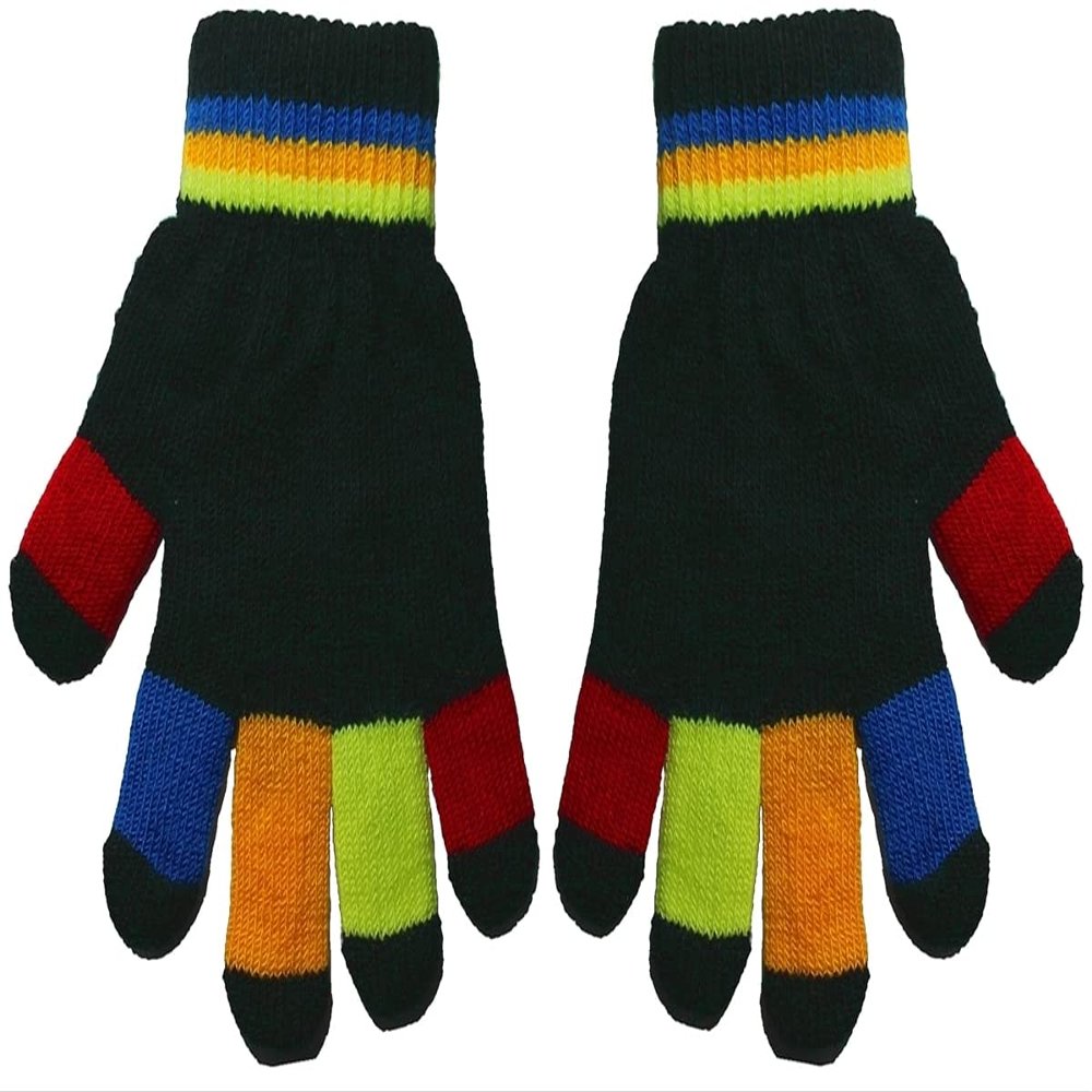 Magic Kids Multicoloured Gloves in Black, size: One Size