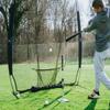 Tanner Portable Baseball Net with Carry Bag - 7' x 7' Baseball Net Softball Batting Net with Target and Catch Sock for Hitting and Pitching | Black and Blue view 3