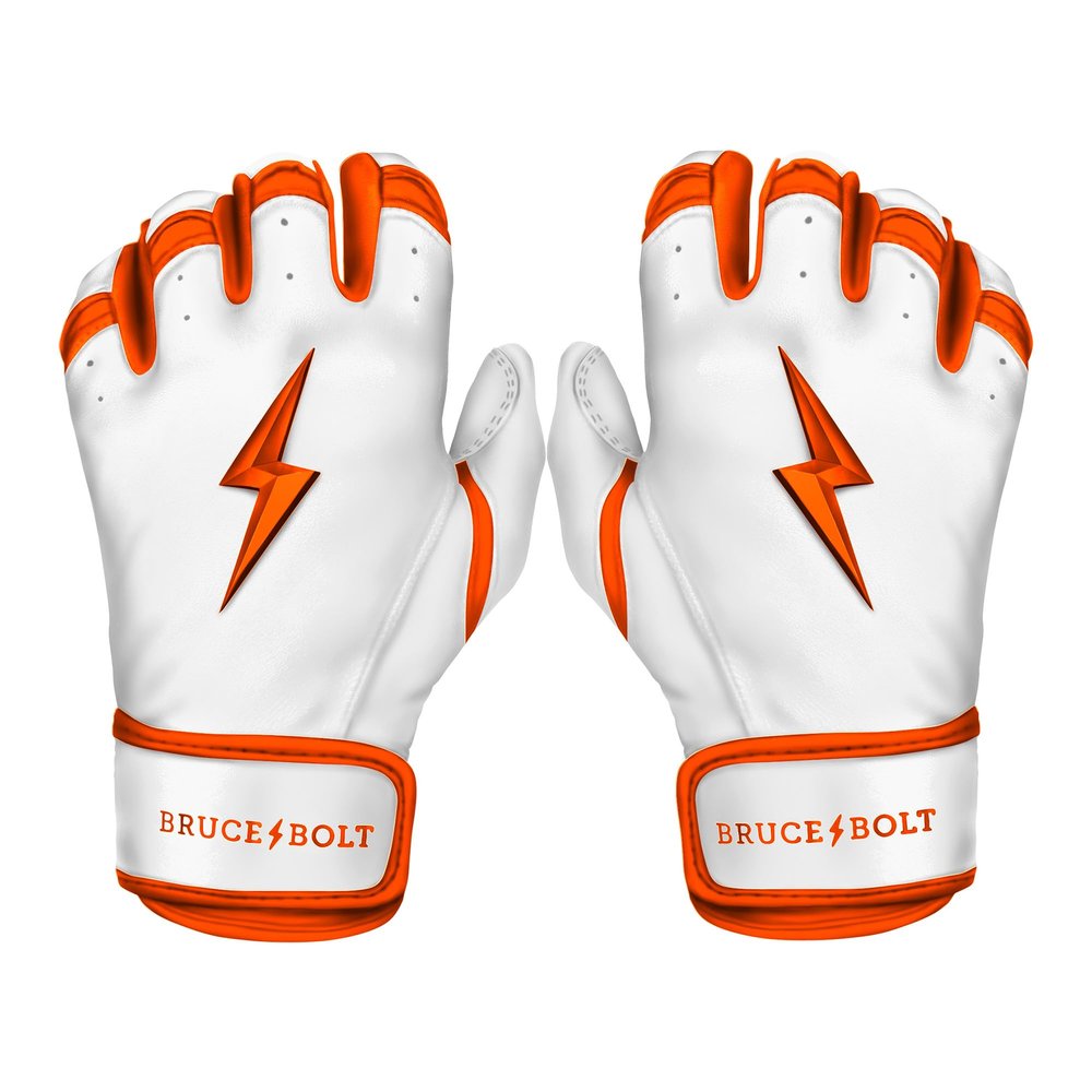 BRUCE BOLT Chrome Series Short Cuff Orange Batting Glove - Orange XXLarge
