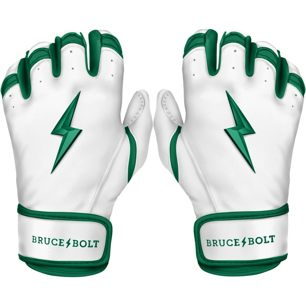 BRUCE BOLT Chrome Series Short Cuff Green Batting Glove - Green XXLarge