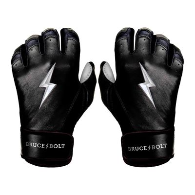 BRUCE BOLT Chrome Series Short Cuff Black Batting Glove - Black XXLarge