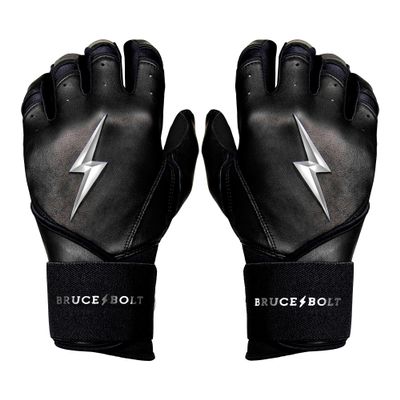 BRUCE BOLT Chrome Series Long Cuff Black Batting Glove - Black XLarge