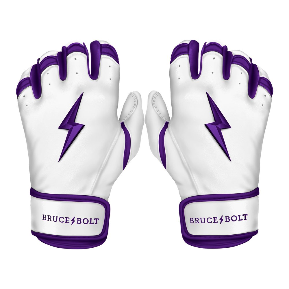 BRUCE BOLT Chrome Series Short Cuff Purple Batting Glove - Purple XXLarge