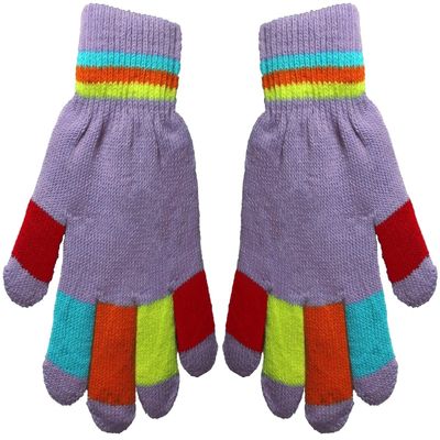 Magic Kids Multicoloured Gloves in Lilac, size: One Size