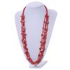 Avalaya Long Multistrand Red Shell/Glass Bead Necklace - 76cm L view 2