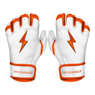 BRUCE BOLT Chrome Series Short Cuff Orange Batting Glove - Orange Small