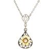 1928 Jewelry Yellow Flower Crystal Cluster Teardrop Filigree Pendant Necklace For Women 16" + 3" Extender view 1