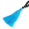 Avalaya Statement Dark Brown Tree Seed and Light Blue Acrylic Bead Necklace with Azure Blue Silk Tassel - 94cm L/ 11cm Tassel view 4