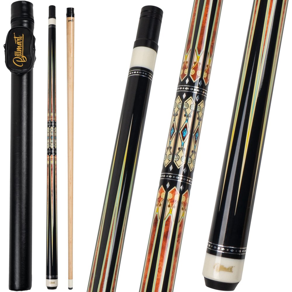 Billmart Pool Cue Stick, Low Deflection Shaft Billiard Cue Sticks with Hard Case, Pool Table Sticks Queue, 19-21 oz Pool Que(Brown 20oz)