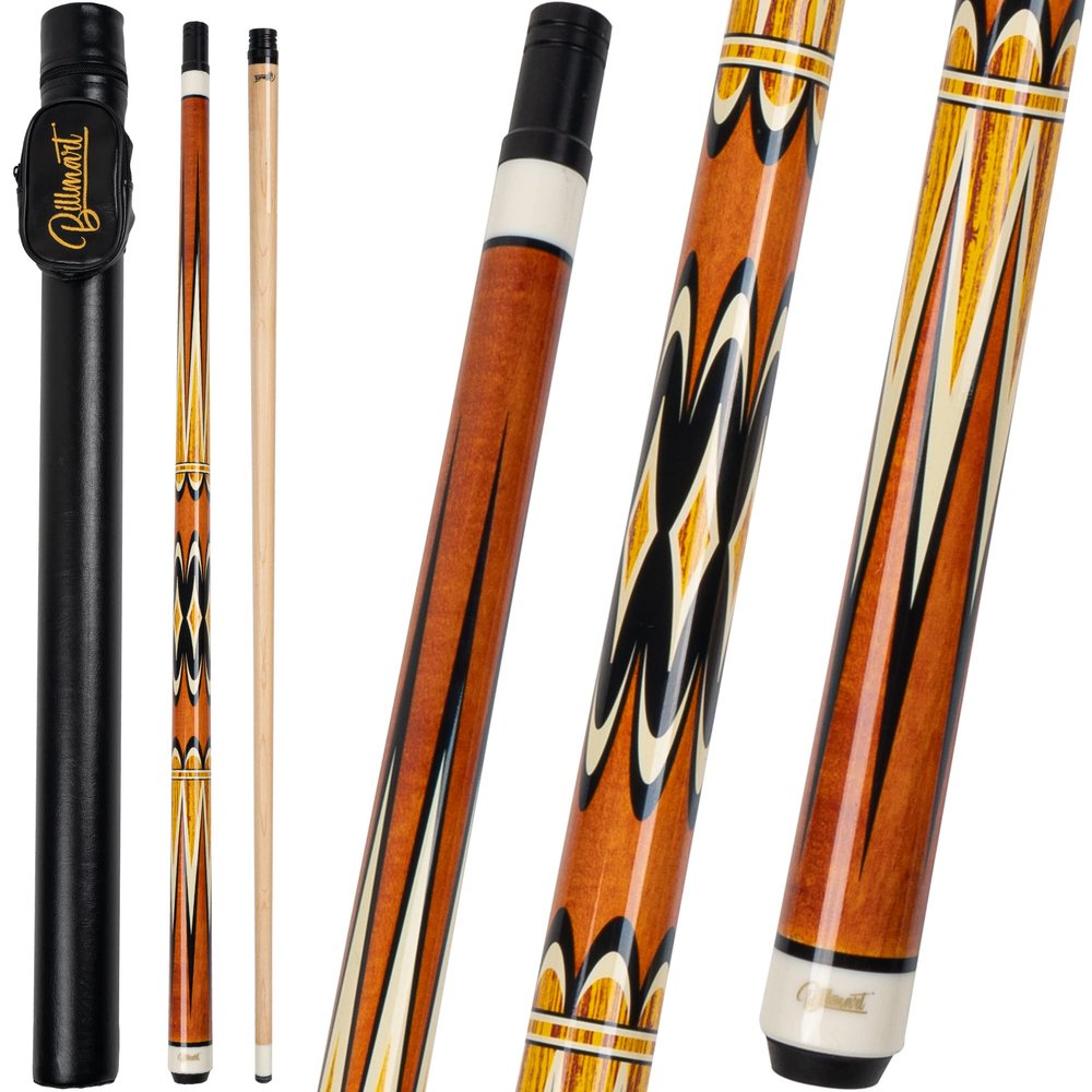 Billmart Pool Cue Stick, Low Deflection Shaft Billiard Cue Sticks with Hard Case, Pool Table Sticks Queue, 19-21 oz Pool Que(Amber 21oz)