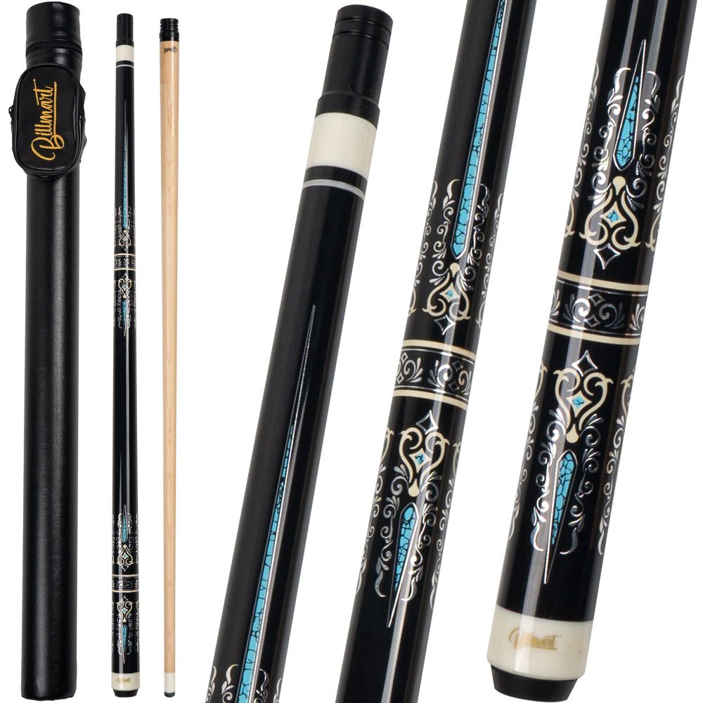 Billmart Pool Cue Stick, Low Deflection Shaft Billiard Cue Sticks with Hard Case, Pool Table Sticks Queue, 19-21 oz Pool Que(Black 20oz)