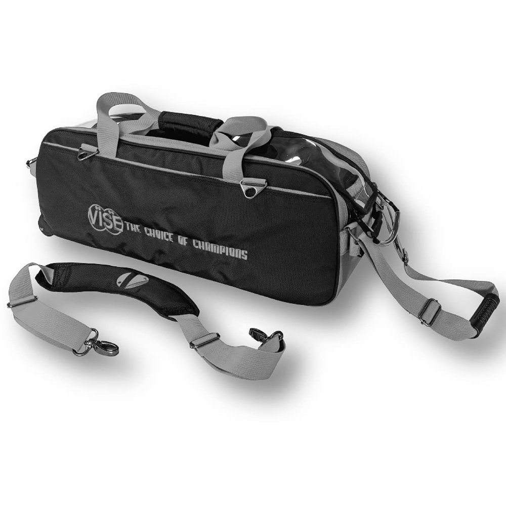 Vise Clear Top 3 Ball Tote Roller Bowling Bag Black/Silver