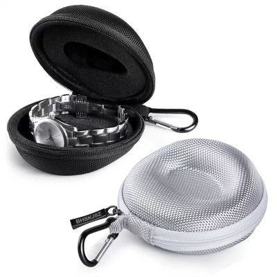 BHSKJSZ Travel Case for Men and Women - Portable Single Watch Storage Box and Organizer for Wristwatches and Smart Watches - Good Helper for Your Travel - Black/Silver