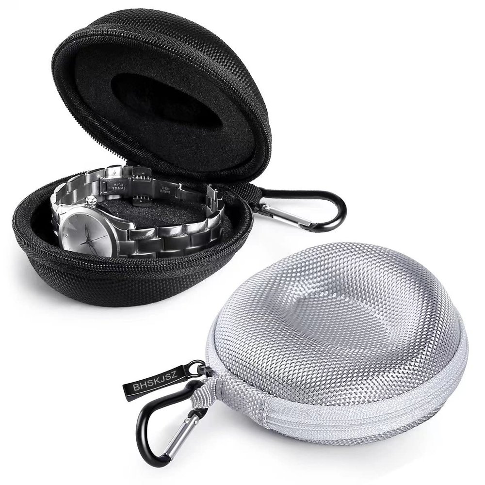BHSKJSZ Travel Case for Men and Women - Portable Single Watch Storage Box and Organizer for Wristwatches and Smart Watches - Good Helper for Your Travel - Black/Silver
