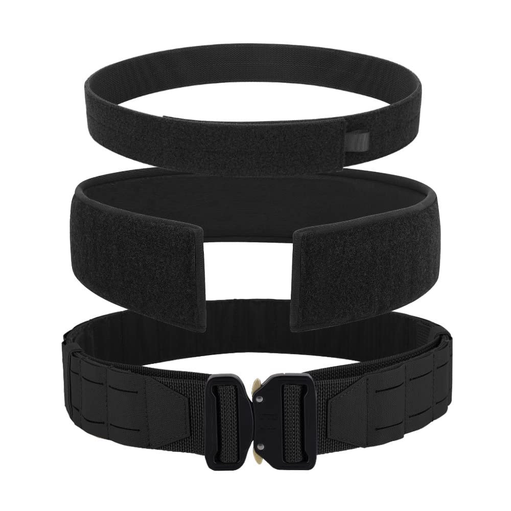 KRYDEX Tactical Battle Belt 2 Inch Quick Release MOLLE Range Belt with Inner Belt and Padded Anti-Slip Pad Inner (Upgraded Belt Black,M)