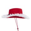 BULINGNA Felt Cowboy Hat for Women Feather Trim Cowgirl Hat for Dress-up Party, Role Play, Cosplay, Halloween Costume Accessories (Santa Claus Red) view 3