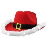 BULINGNA Felt Cowboy Hat for Women Feather Trim Cowgirl Hat for Dress-up Party, Role Play, Cosplay, Halloween Costume Accessories (Santa Claus Red) view 4