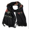 Urban CoCo Women's Embroidered Tassel Long Shawl Oversize Scarf Wraps for Women (#1-Black) view 1