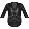 Loloda Kids Boys Sequin Tuxedo Blazer Tailcoat Open Front Lapel Collar Classic Suit Jacket for Evening Wedding Black 12 Years view 1