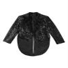 Loloda Kids Boys Sequin Tuxedo Blazer Tailcoat Open Front Lapel Collar Classic Suit Jacket for Evening Wedding Black 12 Years view 3