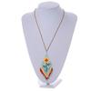 Avalaya Multicoloured Glass Bead Floral Pendant with Long Cotton Cord - 80cm Long view 3