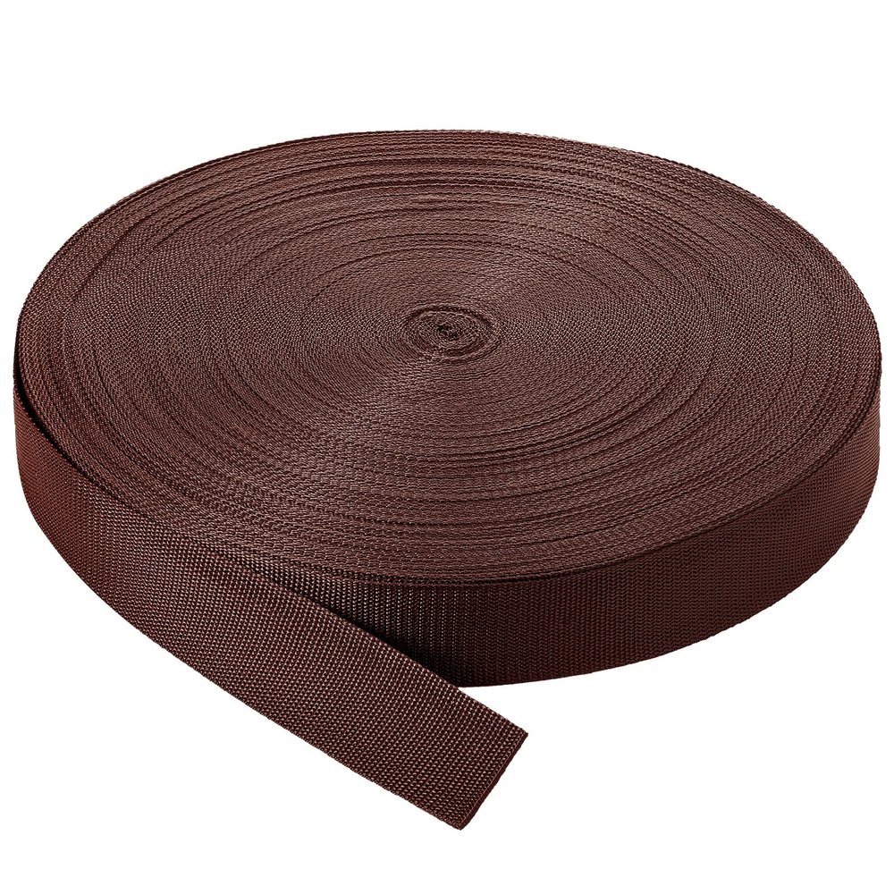 Canlierr 110 Yards Webbing 2 Inch Heavyweight Polypropylene Webbing Strap Fabric Flat Rope Strap Heavy Duty Poly for Gear Repairing DIY Craft(Coffee)