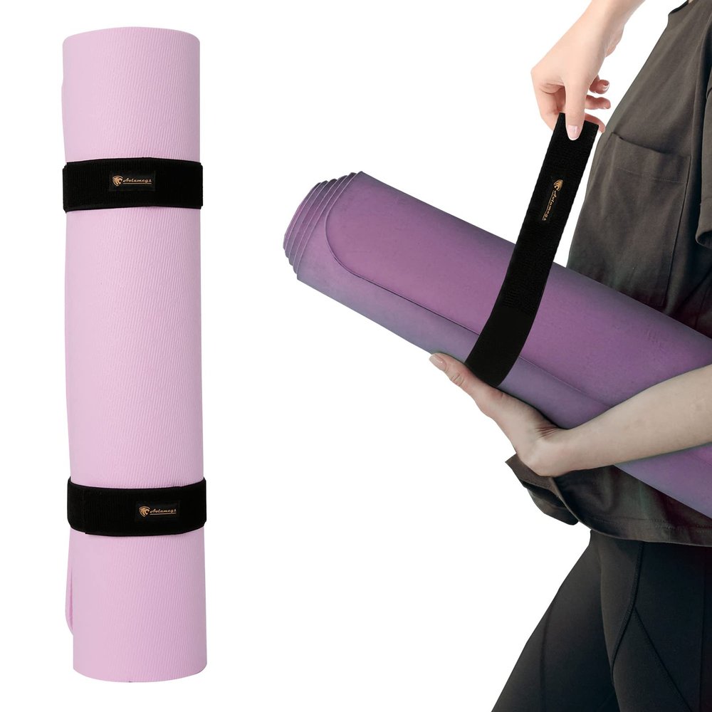 Aolamegs 20x2 Elastic Yoga Mat Strap-2 Pack Hook and Loop Tie Down Straps 2 Inch Wide,Heavy Duty Bungee Straps,Stretchable Wrapper,Wrap Organizer for Yoga/Workout/Exercise/Fitness/Pilates Mat Storage