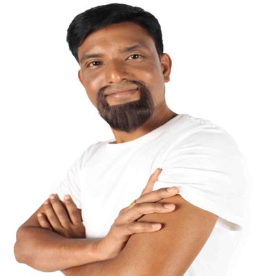 HPO Adult Men's Short Dark Brown Circle Goatee False Beard, Perfect for Halloween, Flame Retardant Synthetic Fiber